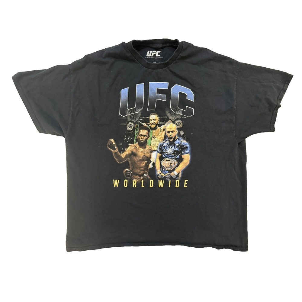 UFC Shirt Mens 2XL‎ Black Worldwide Fighters Champions Graphic Tee MMA Sports